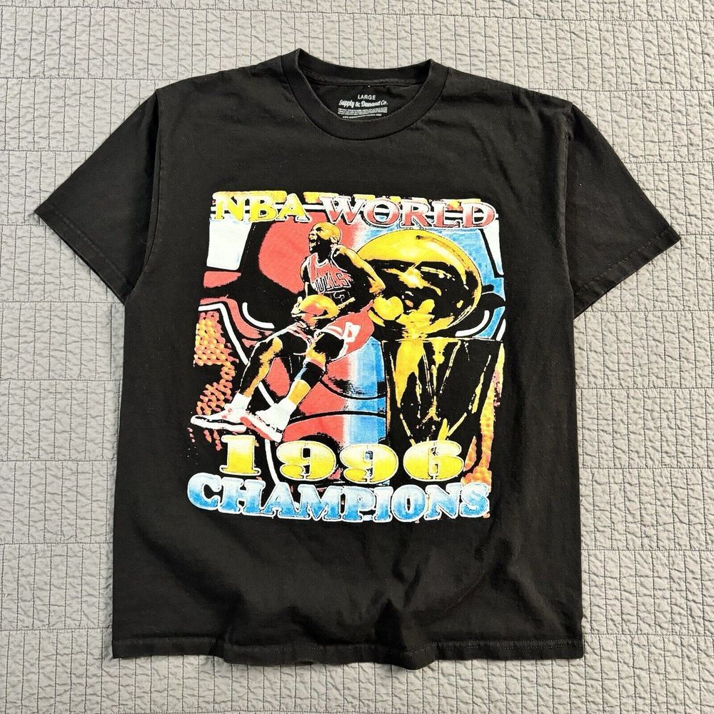 Supply & Demand T‎ Shirt Men Large Black 1996 NBA World Champions Michael Jordan